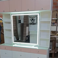 Coiffeuse moderne avec miroir éclairé par LED rose et blanc, tiroirs, chaise, panneau MDF, meubles de chambre à coucher, salon, YIFAN