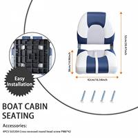 Siège de bateau pliable à dossier bas bleu et blanc, imperméable, pour bateau de pêche et yacht