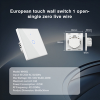 Penjualan Panas Saklar WiFi Standar EU 1 Gang Tuya Smart Life Saklar Lampu Dinding 10A untuk Penggunaan di Rumah Pintar yang Dipasang di Dinding.