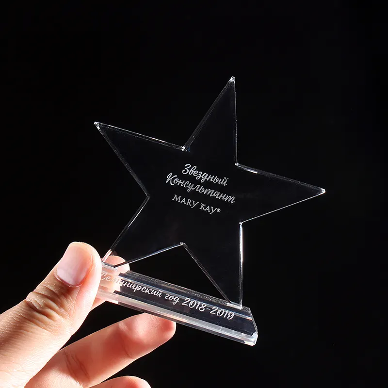 Innovazione nuovo cristallo a forma di stella sublimazione personalizzato cristallo K9 trofeo di vetro premio inciso stella cristallo premio