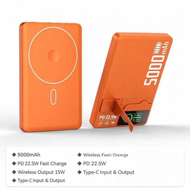 Magnetic Wireless Fast Charging 20W+15W Watch Charging TFT Color Digital Display IP54 Protection Portable Power Bank Hidden