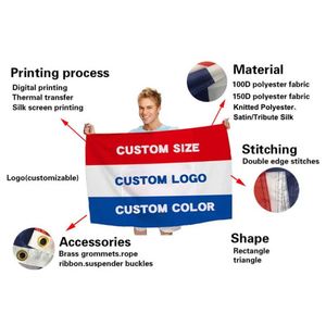 Banderas y Pancartas Personalizadas de Alta Calidad para Exteriores, de Doble Cara, 3x5 pies, con Cualquier Diseño de Logotipo - Product Image 3