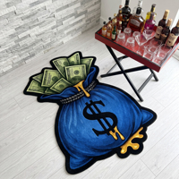 Tapis de sol imprimé antidérapant en forme de sac de billets, motif anime et dollars, pour chambre, salle de jeux, bureau - Vente en gros