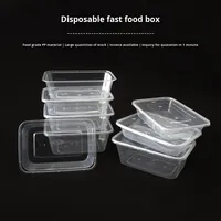 Boîte à lunch rectangulaire jetable de 1000 ml, en PP transparent épaissi, avec revêtement UV, pour nouilles, sushis, salades, plats rapides, bento, soupe, à emporter
