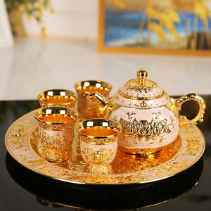 Service à thé en métal Pot de style moyen-orient Théière Thermos Tasse Stuff Jug Café Thé Dîner Service Teaglass <span class=keywords><strong>Cawa</strong></span> - Product Image 1
