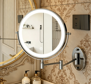 Round LED <b>Vanity</b> <b>Mirror</b> Dimmable Touch Control 360 Degree Rotation Wall Mounted <b>Makeup</b> <b>Mirror</b> for Bathroom - Product Image 6
