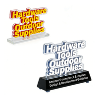 Panneau publicitaire LED en acrylique transparent portable personnalisé, éclairé, pour table ou bureau, avec base