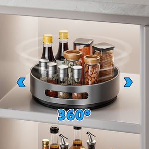 Plateau tournant Lazy Susan en acier au carbone, résistant à la rouille et à l'huile, disponible en 3 couleurs, pour le rangement de cosmétiques dans la salle de bain - Product Image 6