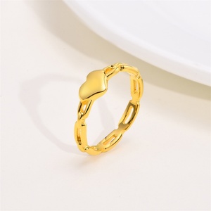 Non Tarnish Stainless Steel Chain <b>Ring</b> 18k Gold Plated Heart <b>Finger</b> <b>Ring</b> - Product Image 3