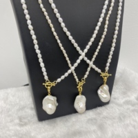 Collar con Colgante de Perlas Barrocas en Forma de Arroz de 3-4mm, Calidad 3A, Perlas Naturales de Agua Dulce Sueltas con Cadena Fina para Mujer, Venta al Por Mayor