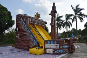 CH 2019 Hot Sale Customized Size Children Outdoor Inflatable Pirate Ship Slides PVC Slide