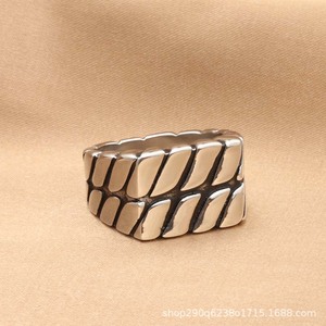 Men's Geometric Titanium Steel <b>Ring</b> Retro <b>Silver</b> Color Fashion Jewelry Gift - Product Image 1