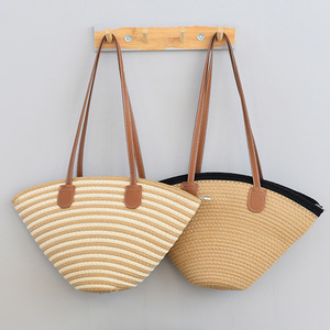 Sac polyvalent en coton tricoté, sac à bandoulière de style Mori, sac de plage décontracté et élégant, sac de voyage et de vacances. - Product Image 3