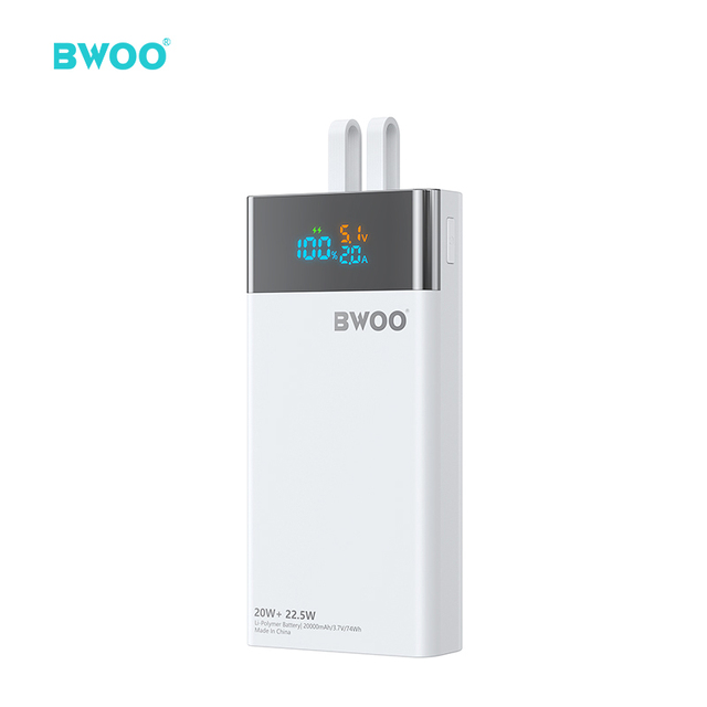 BWOO Pd 20w Outdoor Power Bank 20000mah Built in Cable Portable Fast Charge Mobile Power Bank
