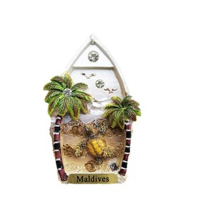 Vente en gros transfrontalière d'artisanat décoratif commémoratif du tourisme des Maldives, aimants peints en résine, aimants pour réfrigérateur - Product Image 5