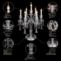 Décoration de table de mariage, chandelier en cristal à 7 bras, porte-bougie en verre, tube cylindrique en verre, candelabre en cristal