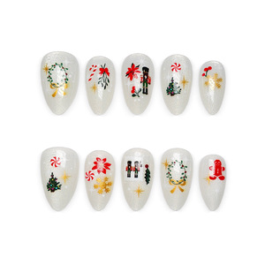 30 Uñas Postizas con Diseño de Cascanueces y Hombre de Jengibre, Efecto Ojo de Gato, para Navidad, Venta al por Mayor para Salones de Belleza - Product Image 5