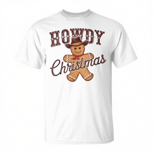 T-shirt de Noël pour enfants Howdy Gingerbread Western Cowboy, design Rodeo Holiday - Product Image 2