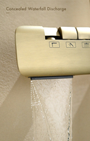 Ensemble de douche HONGDEC en laiton brossé doré non revêtu, trois fonctions : douche pluie, douchette à main et bec de vidange avec barre coulissante
