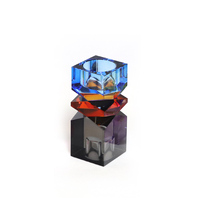 Bougeoirs coniques en verre carré coloré pour ensembles de bougeoirs en cristal décoratifs de pièce maîtresse de Table