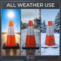 AA.BEAR SMT Cones de signalisation personnalisés avec logo, 18 pouces (45 cm), en PVC, orange fluorescent, avec base en caoutchouc noir, qualité industrielle pour la circulation routière