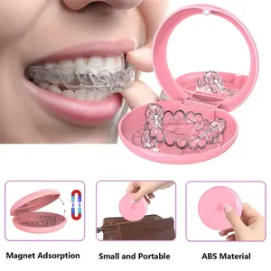 Boîte de rangement pour prothèses dentaires en plastique, étui de retenue pour le blanchiment des dents et la bouche avec miroir, vente en gros