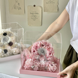 Noria de la <span class=keywords><strong>felicidad</strong></span> de fábrica, adornos acrílicos de rosas preservadas, caja de regalo de flores eternas cuadradas acrílicas, regalo de San Valentín - Product Image 2