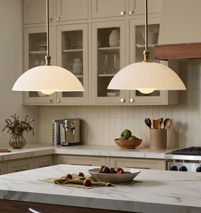 Lampada a sospensione Vintage in vetro a cupola con finitura in ottone a lunghezza regolabile per soffitto per cucina isola sala da pranzo - Product Image 2