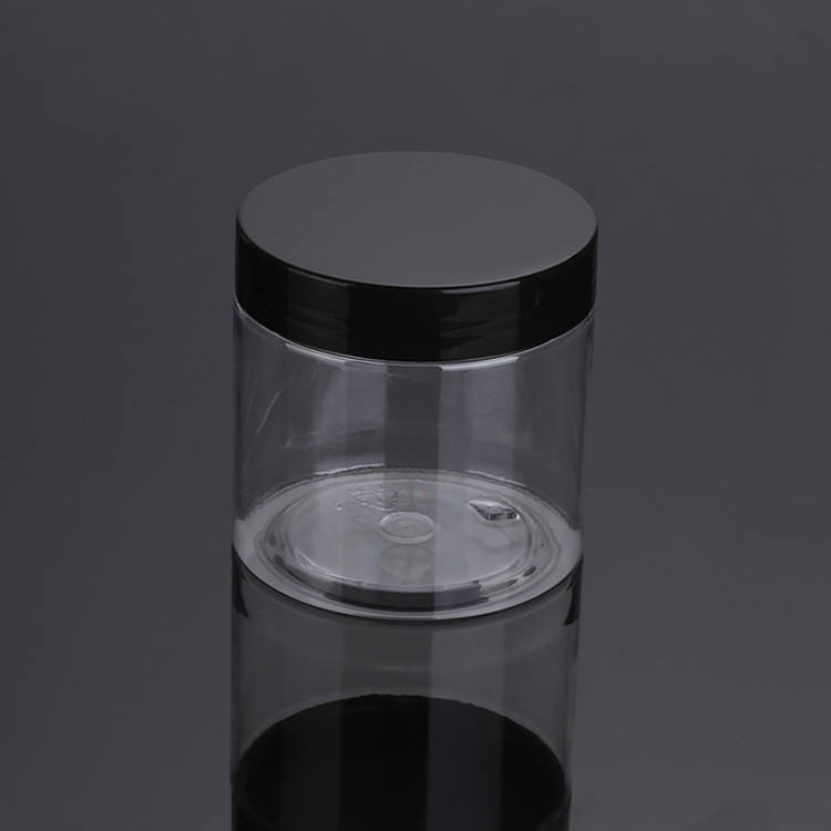 Clear jar with black cap