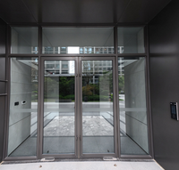 Porte à ressort au sol commerciale robuste en aluminium et verre, double battant, pour hôtels, centres commerciaux, banques, magasins de détail, immeubles de bureaux