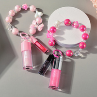 Huile à lèvres changeante hydratante hautement pigmentée avec bracelet, logo personnalisé, huile minérale 10 ml, végétalienne, brillante, grand pinceau, porte-clés