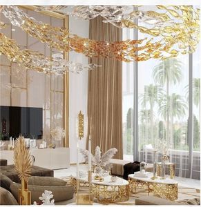 Lustres LED Luminaires Art Verre Soufflé Lampe Suspendue Lumières Orme Pendentif Moderne Ouest Goutte Led Teinté Plafond Lustre Lumière - Product Image 3