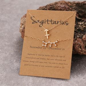 Fancy Day Fashion Brown Papier karte Gold Farbe Astrologie Sternzeichen Halskette für Frauen Schmuck - Product Image 5
