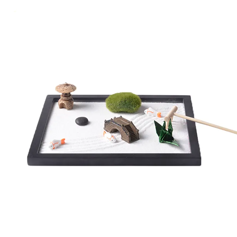 Zen Garden Kit Beautiful Premium Japanese Mini Rock Garden Desk accessori Desktop Meditation Room Decor Tray