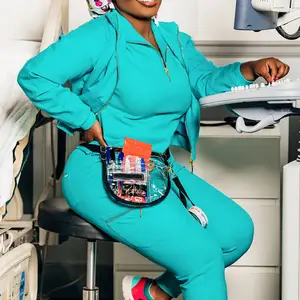 Bestex Female 2024 New Style Fashion Zipper Pullover Nurse Top Uniforms Set Stretch Hospital Jogger Wholesale Medical Uniform