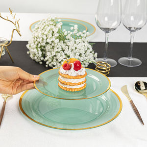 Platos Desechables <span class=keywords><strong>de</strong></span> Plástico Xueli <span class=keywords><strong>de</strong></span> 7 y 10 Pulgadas con Borde Dorado, Ecológicos, Libres <span class=keywords><strong>de</strong></span> BPA, Resistentes, Colores Personalizados, Estilo Lujoso - Product Image 2