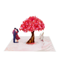 Kartu Ucapan 3D Pop-up Pohon Cinta untuk Pasangan, Hadiah Hari Valentine, Ulang Tahun Pernikahan, Seni Kertas Buatan Tangan, Koleksi, Multiwarna