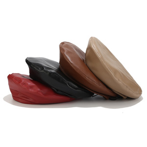 Boina de cuero Pu para otoño e invierno, sombrero de <span class=keywords><strong>pintor</strong></span> Vintage para mujer, sombrero de boina plana informal a juego de Color puro - Product Image 2
