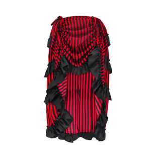 Falda Sexy para mujer, ropa gótica Victoriana, rayas blancas y negras, larga, ajustable, asimétrica, con volantes, faldas Vintage Steampunk - Product Image 4