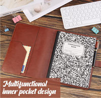 Carnet de notes en cuir avec couverture rigide rechargeable en gros, pochette de protection pour carnet de composition, idéal pour la promotion