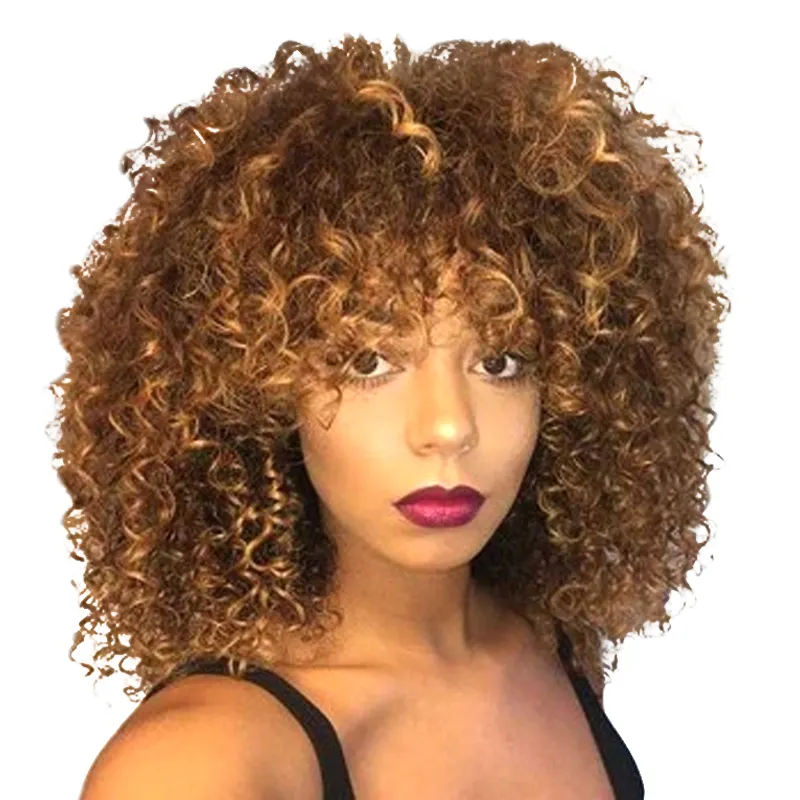 Factory Direct Price Synthetic Wigs Pre-Stretched Afro Curly Wavy Style Wig Short Bob for African Hair