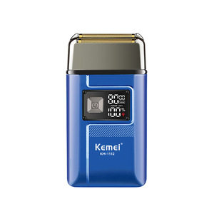 เครื่องโกนหนวดไฟฟ้า Kemei KM-1112 แบบใบมีดเคลื่อนที่ หน้าจอ LCD แบตเตอรี่แบบชาร์จได้ สีน้ำเงินรอยัล สำหรับผู้ชาย - Product Image 1