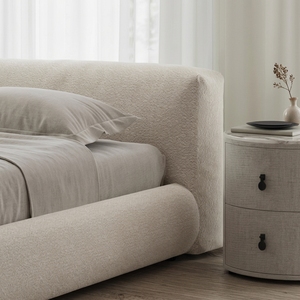 <span class=keywords><strong>Letto</strong></span> Moderno Minimalista Imbottito in Bouclé, <span class=keywords><strong>Letto</strong></span> a Piattaforma in Tessuto Teddy con Testiera Morbida per <span class=keywords><strong>Hotel</strong></span> e Appartamenti - Product Image 4