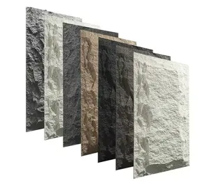 Paneles de pared de piedra de PU decorativos para exteriores revestimiento de pared de ladrillo falso exterior paneles de pared de piedra de PU 3D