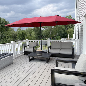 Sombrilla <span class=keywords><strong>de</strong></span> Patio Extra Grande <span class=keywords><strong>de</strong></span> Doble Cara Roja Personalizada <span class=keywords><strong>de</strong></span> 15 pies con Base - Product Image 6
