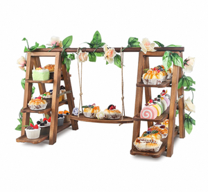Support de service à 3 étages en bois moderne de haute qualité, présentoir à desserts, support de rangement pour mariage et fête - Product Image 1