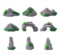 Pot Bunga Akuarium Kreatif, Terarium Air Terjun Sukulen, Dekorasi Taman Akuarium, Patung Resin Gunung Batu 3D Buatan