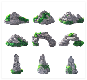 Chậu cá cảnh sáng tạo, chậu hoa, tiểu cảnh thác nước, vườn thủy sinh, đồ trang trí bể cá, đá nhân tạo 3D, tượng núi bằng nhựa resin - Product Image 5