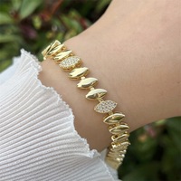 Bijoux pour femmes, plaqué cuivre, or 18 carats, incrustation en forme de zircon, bracelet pour femmes de style simple fait à la main, réglable