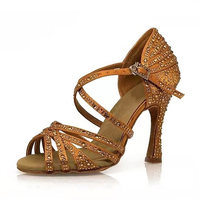 Chaussures de danse latine pour femmes, chaussures de danse classiques pour femmes avec strass, chaussures de danse salsa à talons hauts